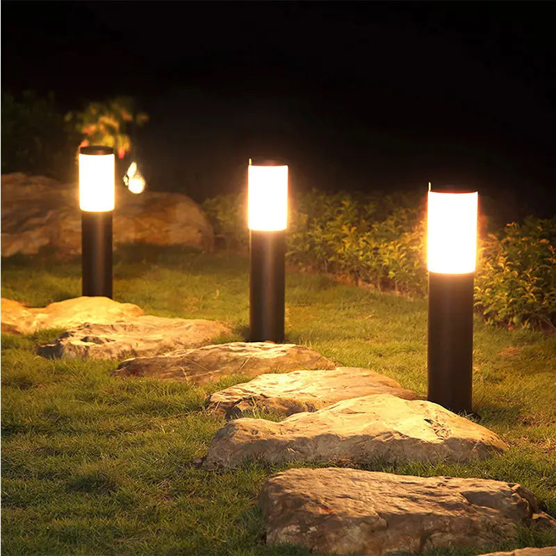2x Nova Black Eco-Pro Modern Large Black Solar Pathway IP66 Lighting Stainless Steel
