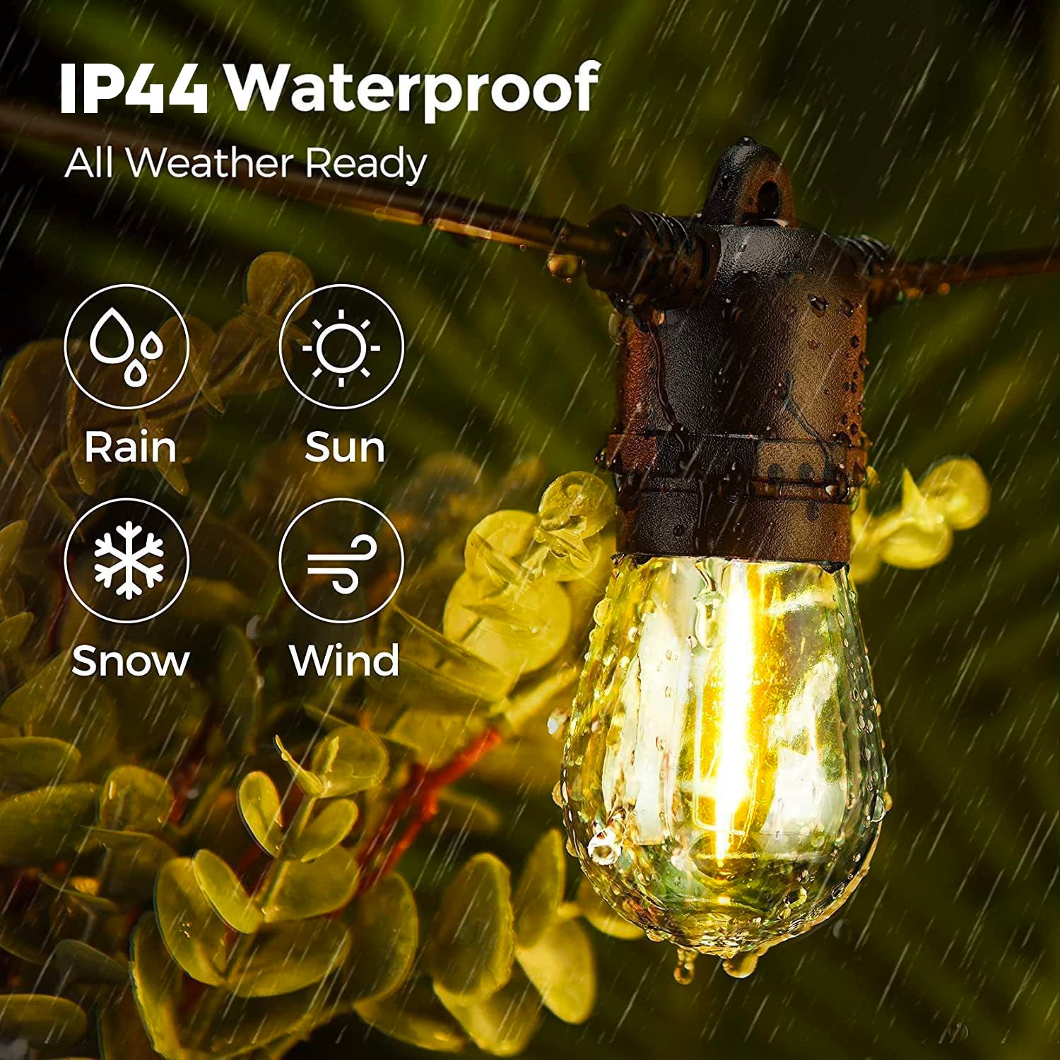 10m Solar Festoon Lights Nova Festoon Outdoor Dimmable Lighting (20 Bulbs) with Remote - Soft Warm White