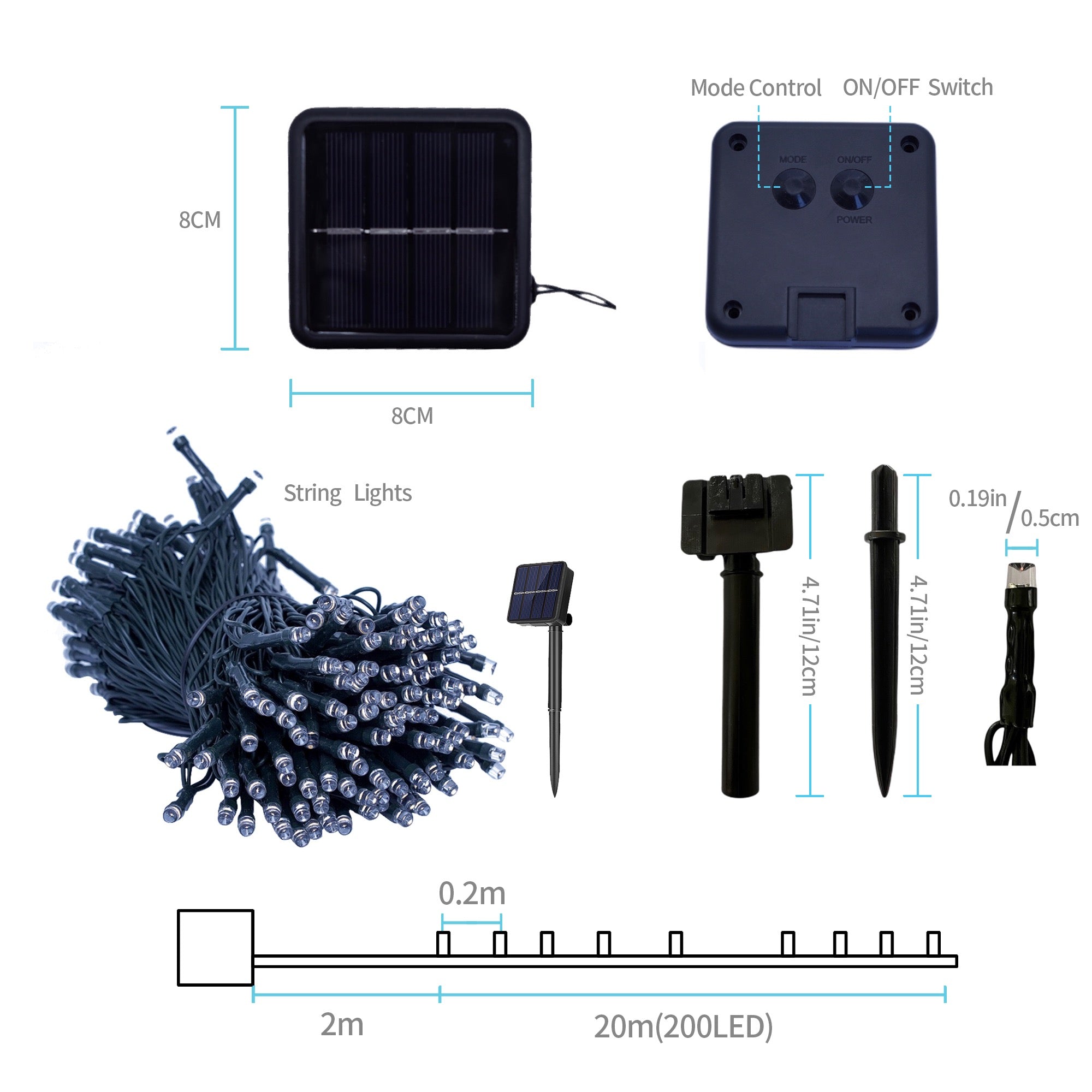 Solar Fairy Christmas Lights 22 Metres Details