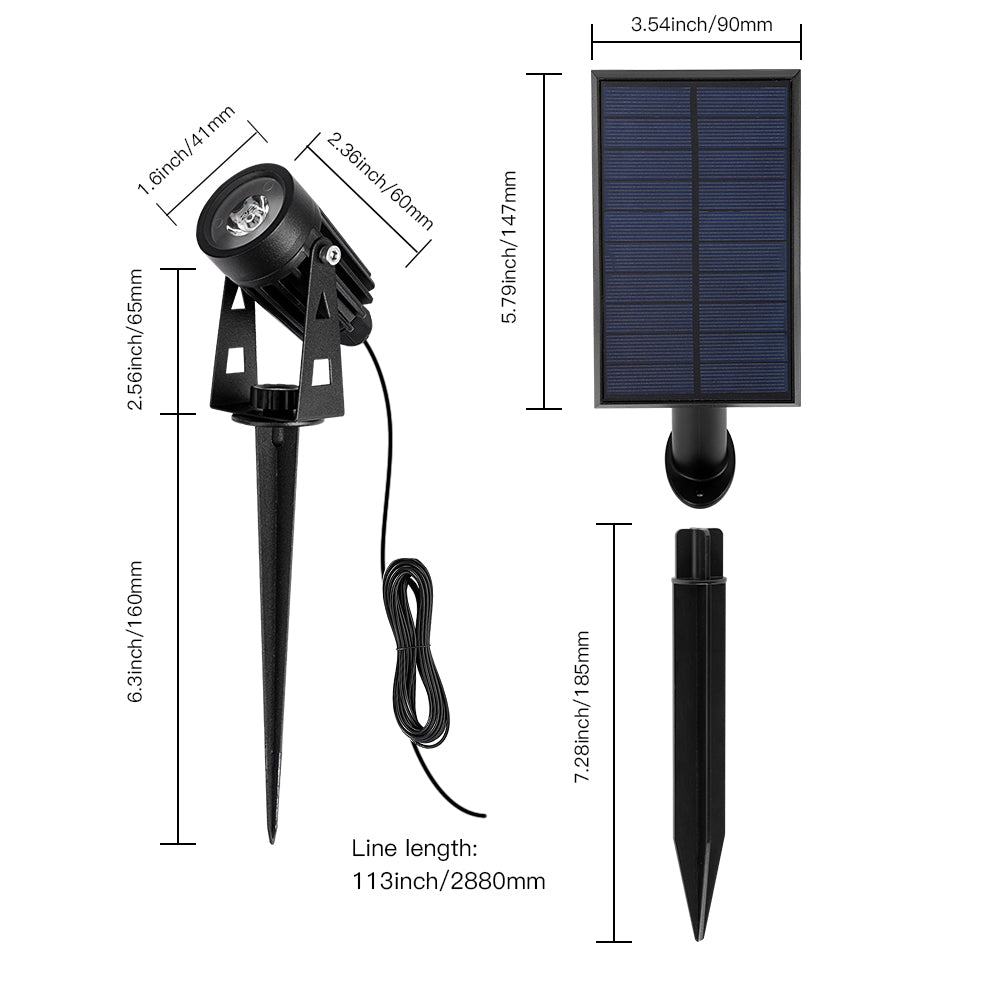 Solar Garden Spotlights Ultra Bright Heavy Duty Black x2 Spotlights IP65 Rated