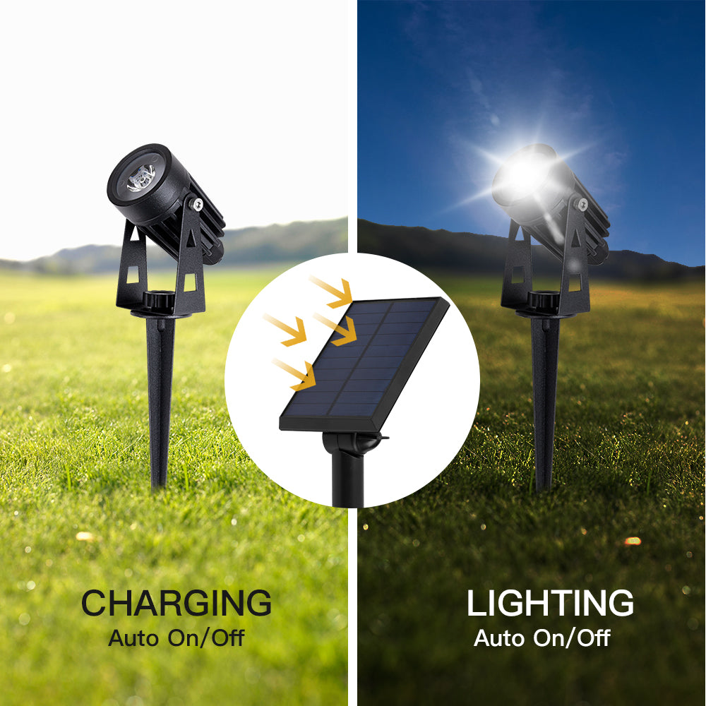 Solar Garden Spotlights Ultra Bright Heavy Duty Black x2 Spotlights IP65 Rated