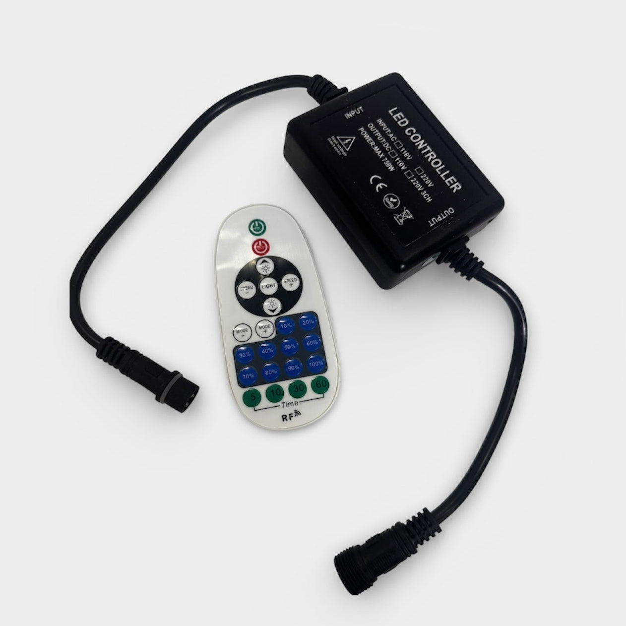 LED controller with remote on a white background