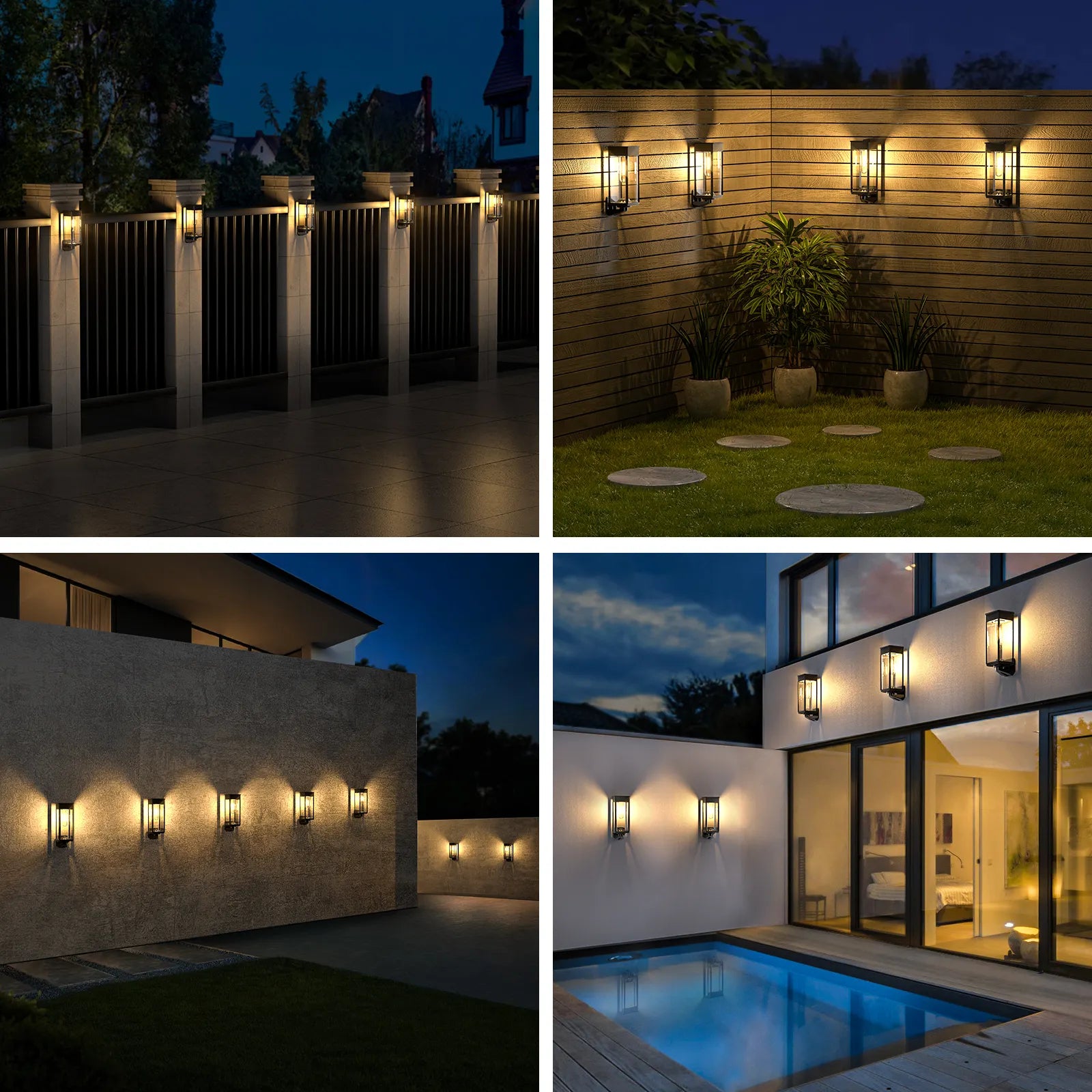 2x Grove Outdoor Solar Wall Lights with Edison Style Bulb IP65 Rated