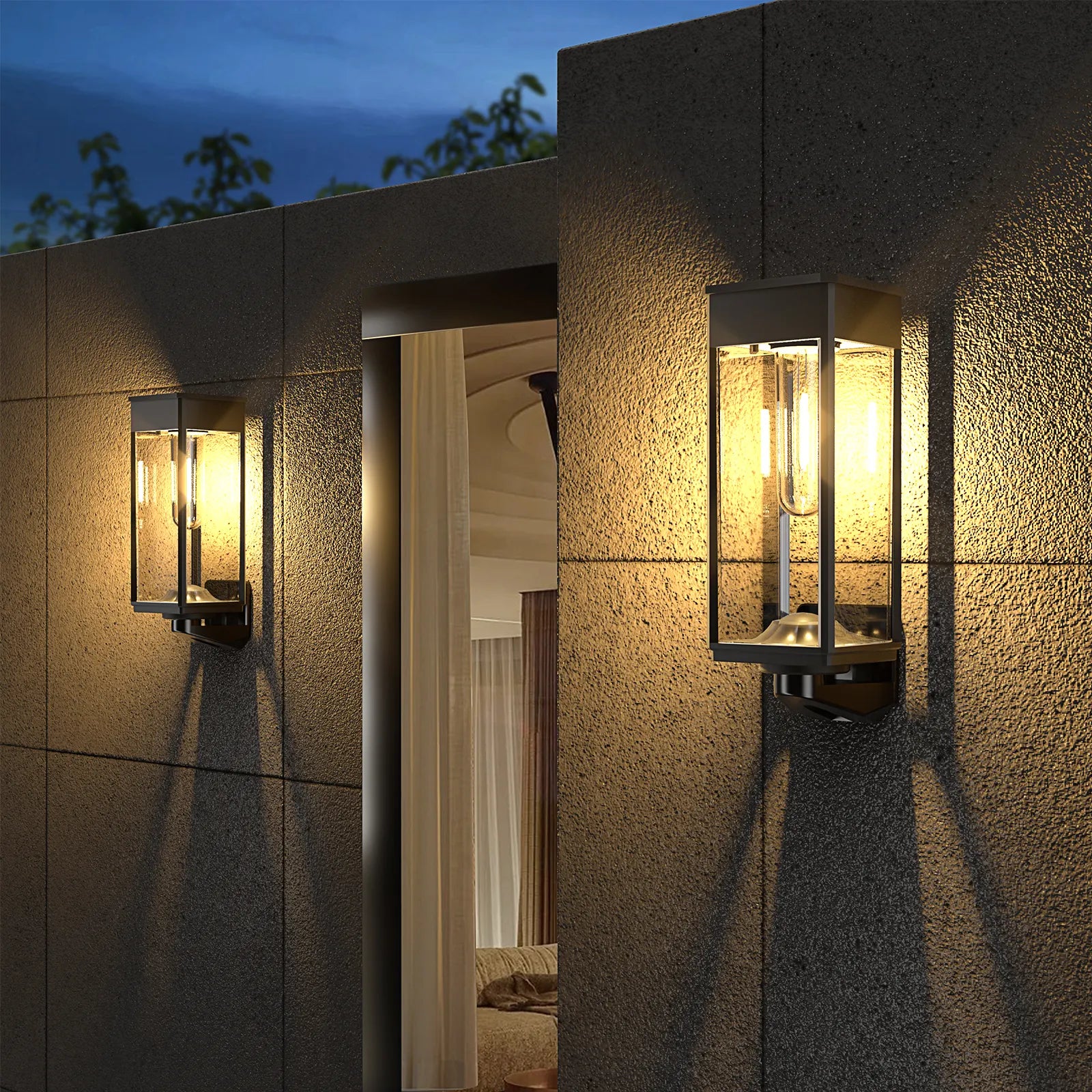 2x Grove Outdoor Solar Wall Lights with Edison Style Bulb IP65 Rated