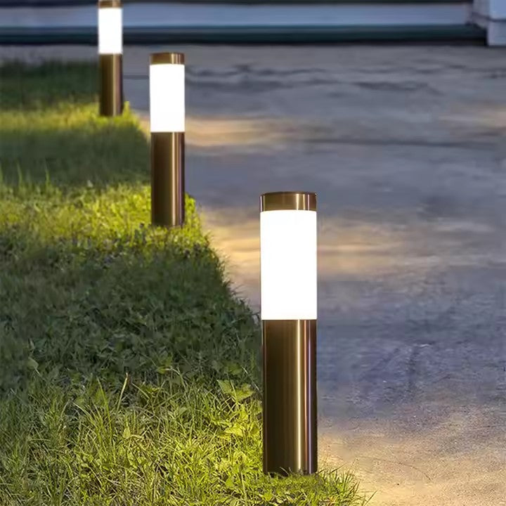 Solar Eco Pathway Lights for Gardens -  Silver Stainless Steel - 4 Pack