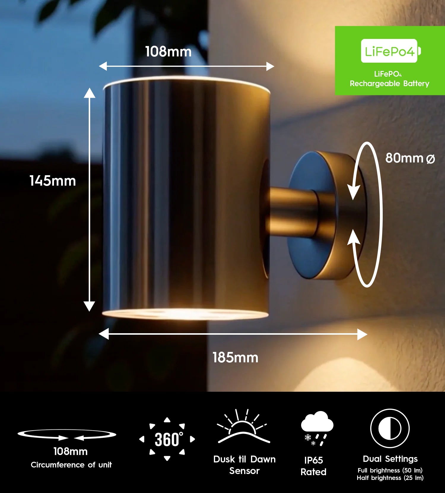 Fairfax Solar Up & Down Wall Light IP65