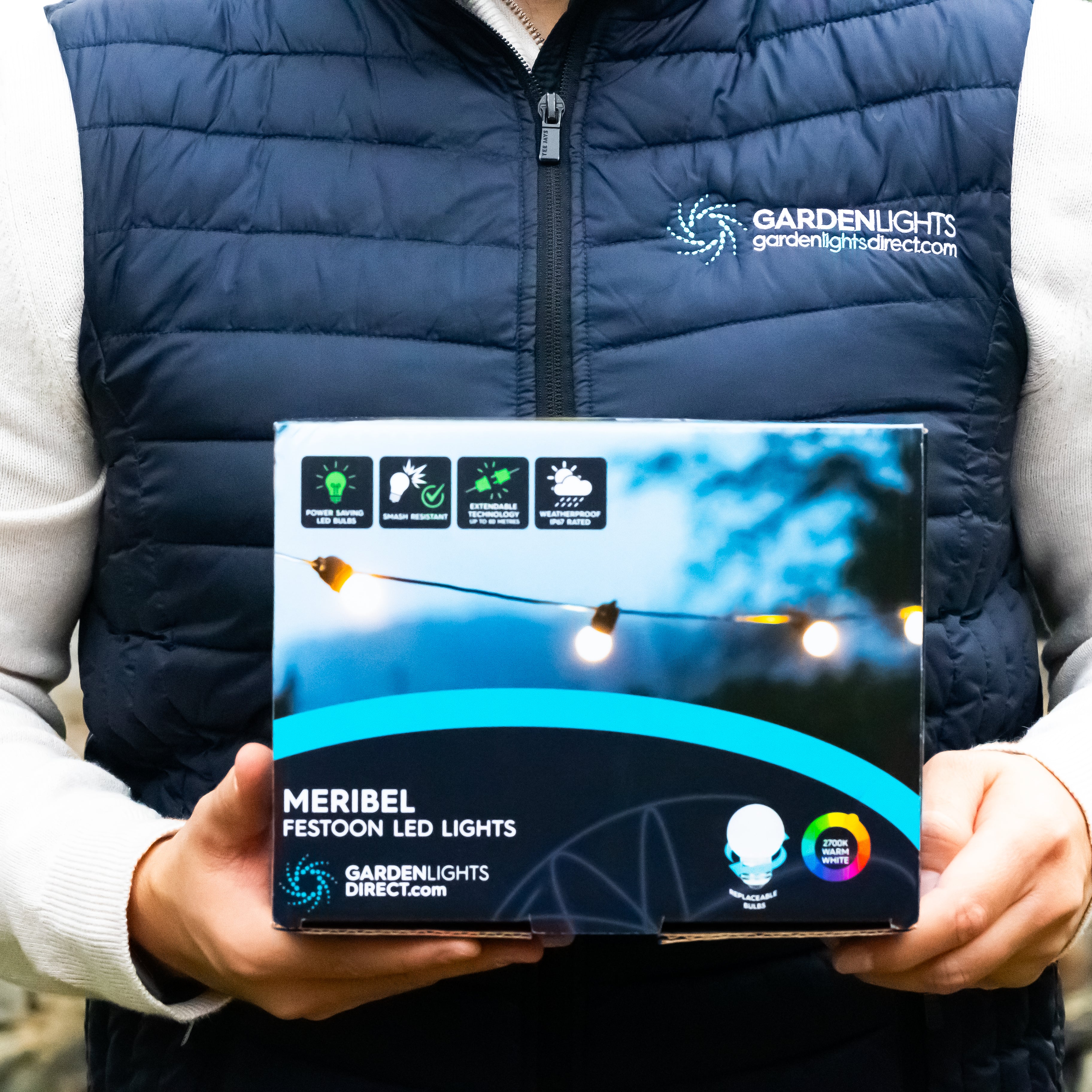 Meribel Festoon Lights - Warm White, Connectable, IP65 Rated (5m–100m)